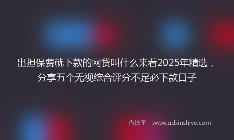出担保费就下款的网贷叫什么来着2025年精选，分享五个无视综合评分不足必下款口子