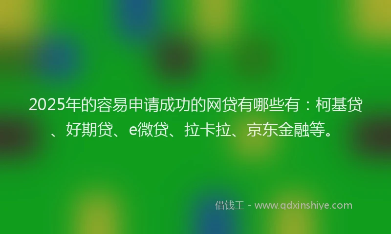 2025年的容易申请成功的网贷有哪些有：柯基贷、好期贷、e微贷、拉卡拉、京东金融等。