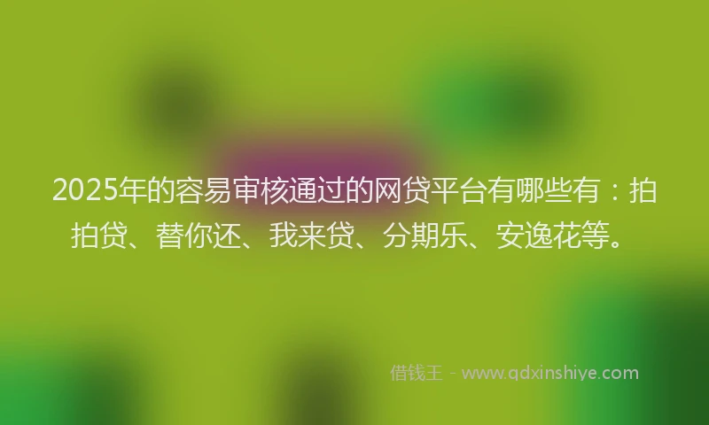 2025年的容易审核通过的网贷平台有哪些有：拍拍贷、替你还、我来贷、分期乐、安逸花等。