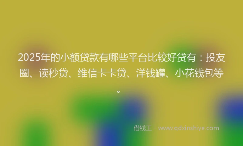 2025年的小额贷款有哪些平台比较好贷有：投友圈、读秒贷、维信卡卡贷、洋钱罐、小花钱包等。