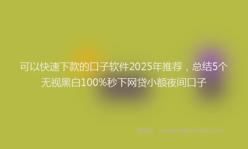 可以快速下款的口子软件2025年推荐，总结5个无视黑白100%秒下网贷小额夜间口子