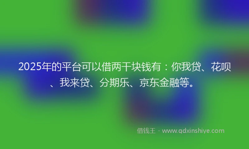 2025年的平台可以借两干块钱有：你我贷、花呗、我来贷、分期乐、京东金融等。