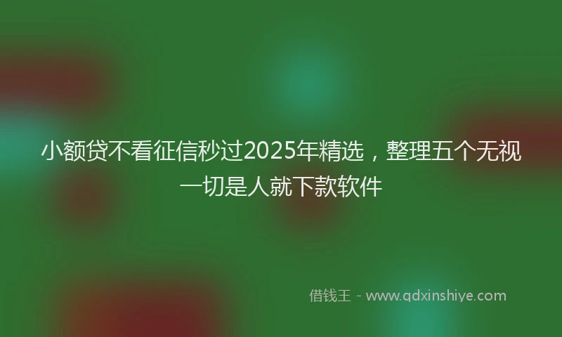 小额贷不看征信秒过2025年精选，整理五个无视一切是人就下款软件