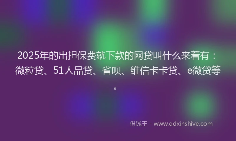 2025年的出担保费就下款的网贷叫什么来着有：微粒贷、51人品贷、省呗、维信卡卡贷、e微贷等。