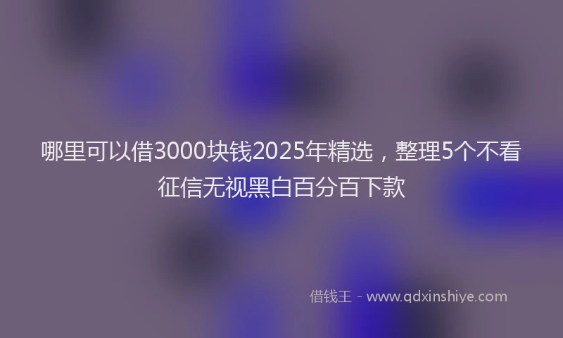 哪里可以借3000块钱2025年精选，整理5个不看征信无视黑白百分百下款