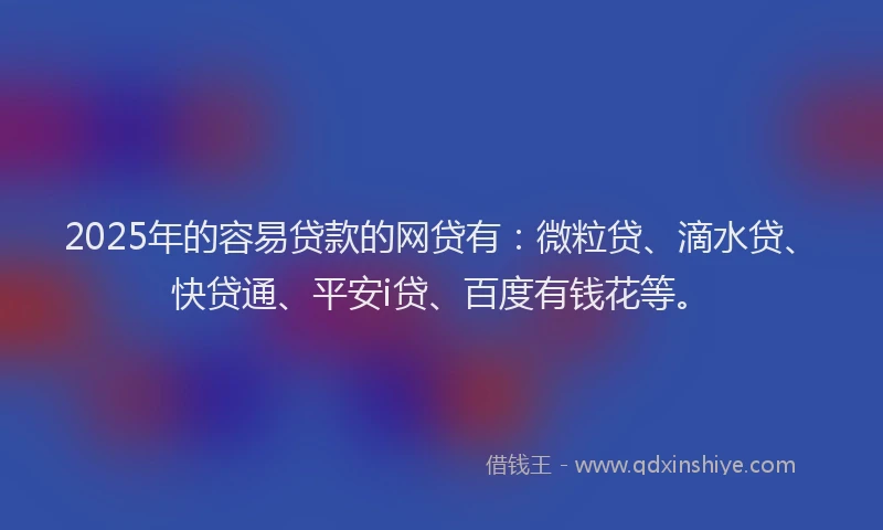 2025年的容易贷款的网贷有：微粒贷、滴水贷、快贷通、平安i贷、百度有钱花等。