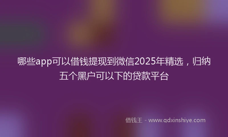 哪些app可以借钱提现到微信2025年精选，归纳五个黑户可以下的贷款平台