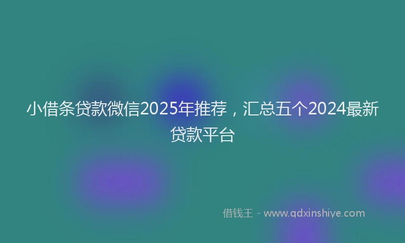 小借条贷款微信2025年推荐，汇总五个2024最新贷款平台