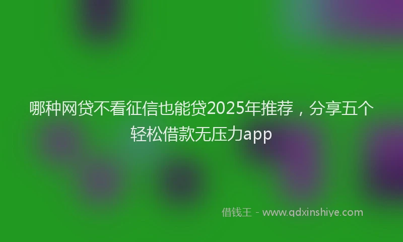 哪种网贷不看征信也能贷2025年推荐，分享五个轻松借款无压力app