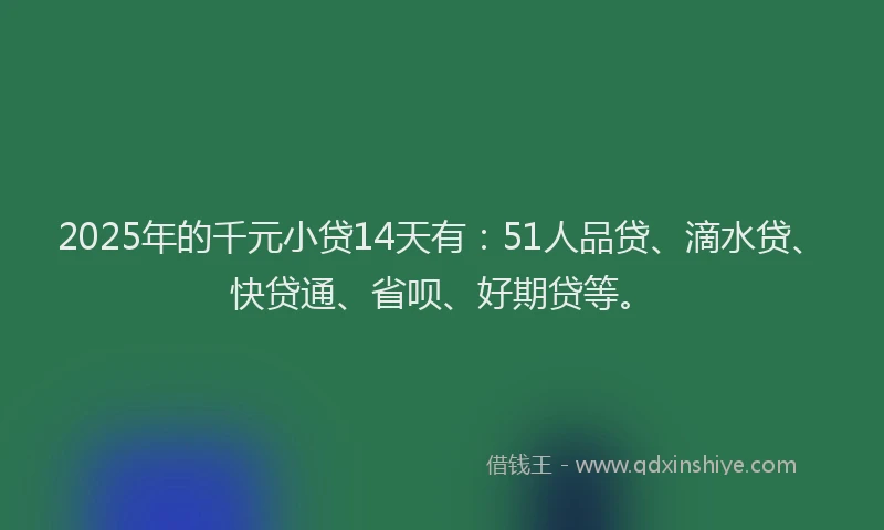 2025年的千元小贷14天有：51人品贷、滴水贷、快贷通、省呗、好期贷等。