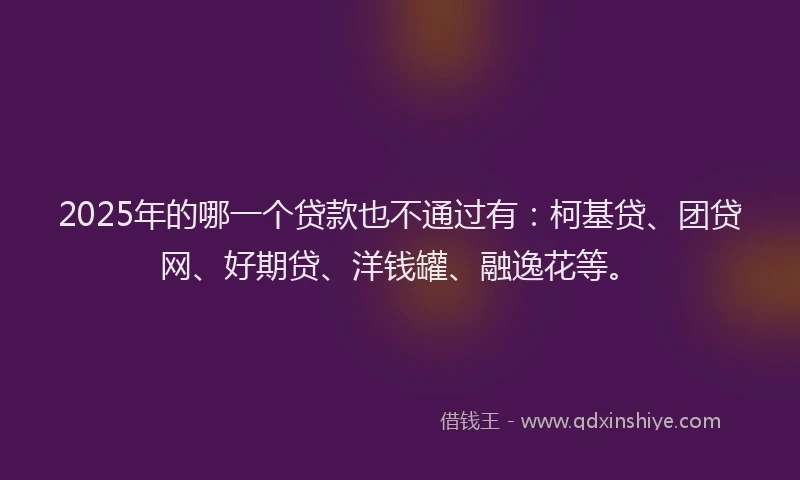 2025年的哪一个贷款也不通过有：柯基贷、团贷网、好期贷、洋钱罐、融逸花等。