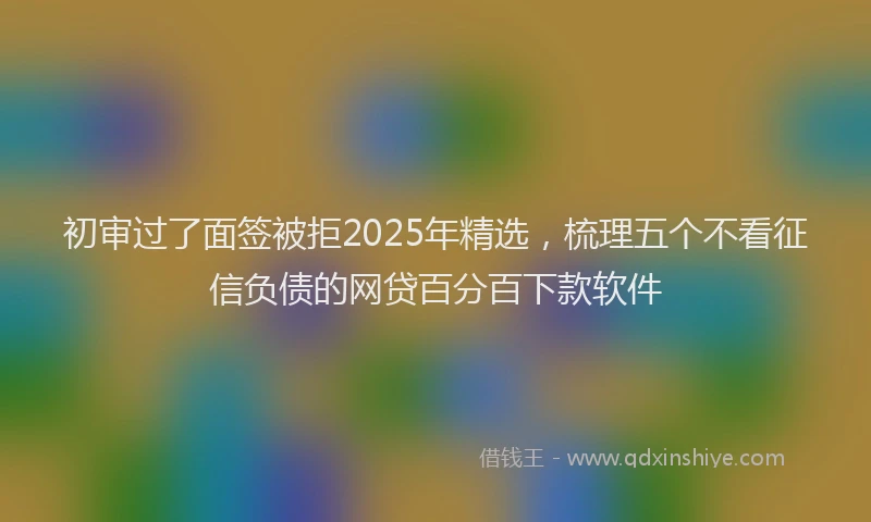 初审过了面签被拒2025年精选，梳理五个不看征信负债的网贷百分百下款软件