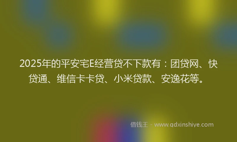 2025年的平安宅E经营贷不下款有：团贷网、快贷通、维信卡卡贷、小米贷款、安逸花等。