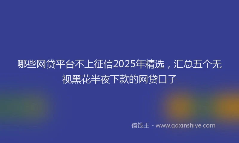 哪些网贷平台不上征信2025年精选，汇总五个无视黑花半夜下款的网贷口子