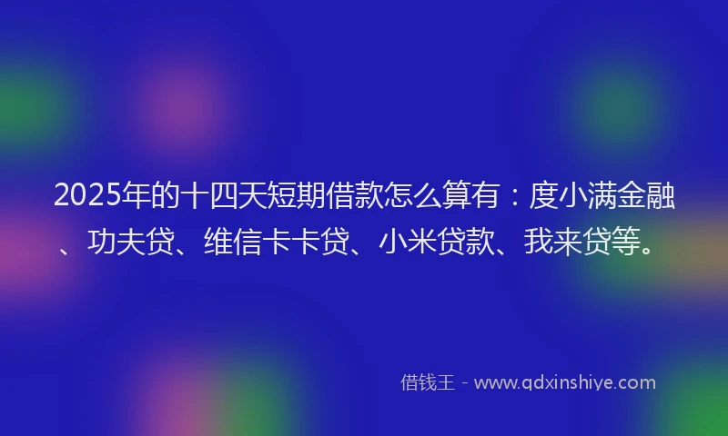 2025年的十四天短期借款怎么算有：度小满金融、功夫贷、维信卡卡贷、小米贷款、我来贷等。