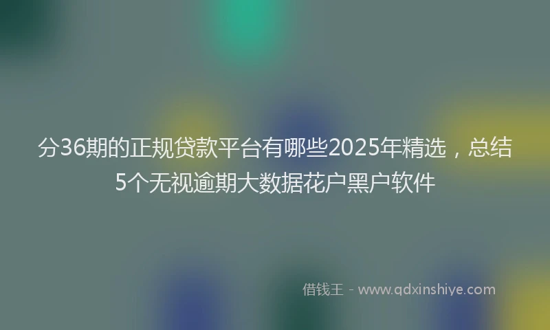 分36期的正规贷款平台有哪些2025年精选，总结5个无视逾期大数据花户黑户软件