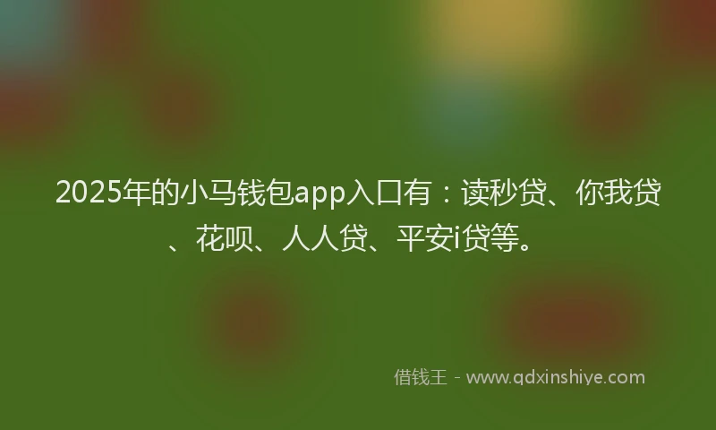 2025年的小马钱包app入口有：读秒贷、你我贷、花呗、人人贷、平安i贷等。