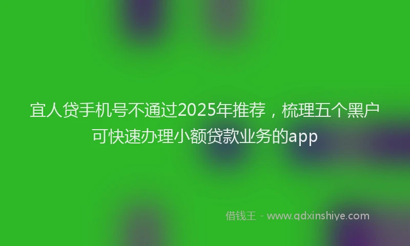 宜人贷手机号不通过2025年推荐，梳理五个黑户可快速办理小额贷款业务的app
