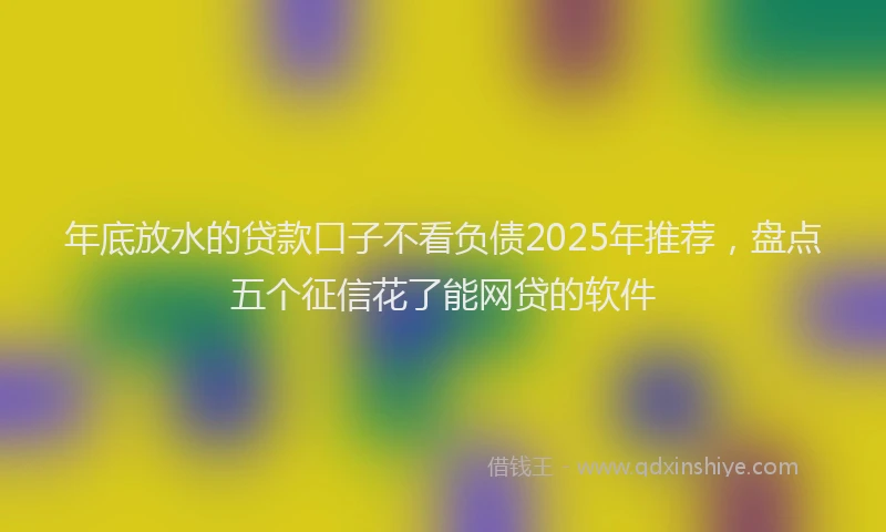 年底放水的贷款口子不看负债2025年推荐，盘点五个征信花了能网贷的软件