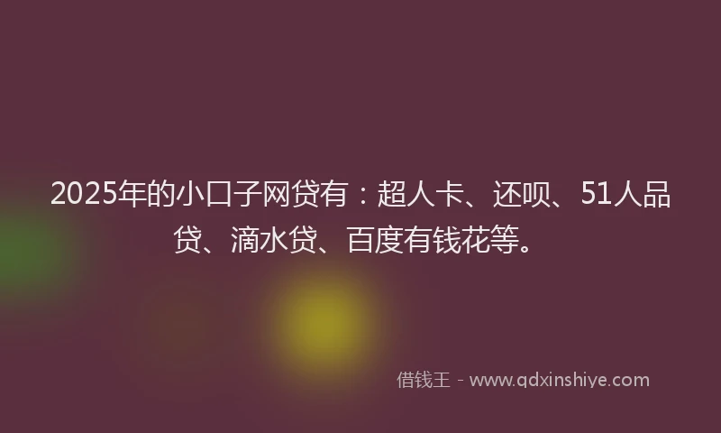 2025年的小口子网贷有：超人卡、还呗、51人品贷、滴水贷、百度有钱花等。