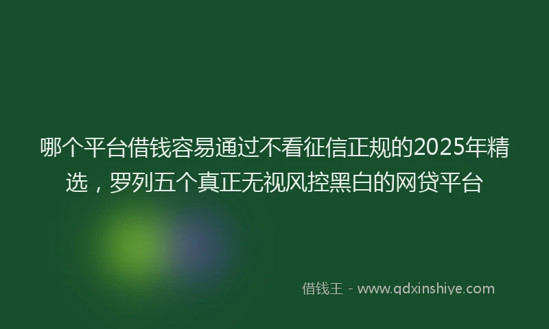 哪个平台借钱容易通过不看征信正规的2025年精选，罗列五个真正无视风控黑白的网贷平台