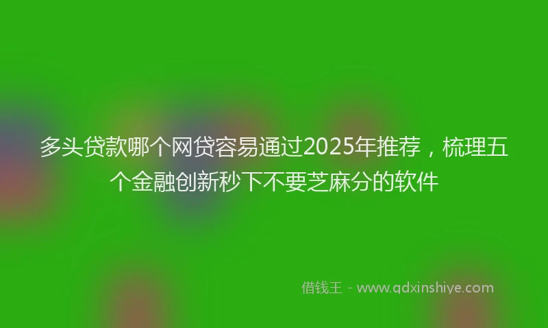 多头贷款哪个网贷容易通过2025年推荐，梳理五个金融创新秒下不要芝麻分的软件