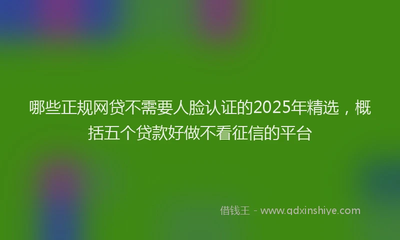 哪些正规网贷不需要人脸认证的2025年精选，概括五个贷款好做不看征信的平台