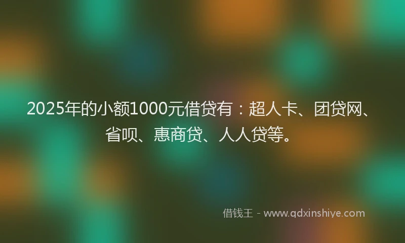 2025年的小额1000元借贷有：超人卡、团贷网、省呗、惠商贷、人人贷等。