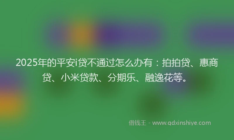 2025年的平安i贷不通过怎么办有：拍拍贷、惠商贷、小米贷款、分期乐、融逸花等。