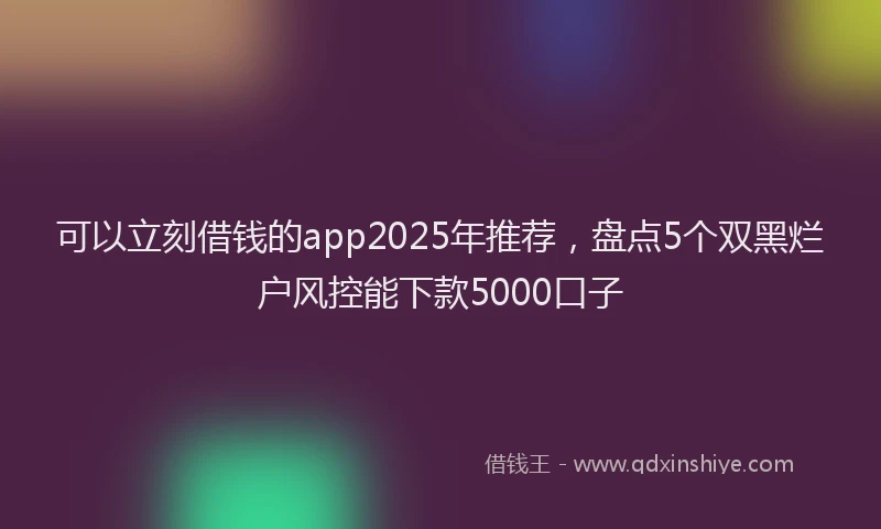 可以立刻借钱的app2025年推荐，盘点5个双黑烂户风控能下款5000口子