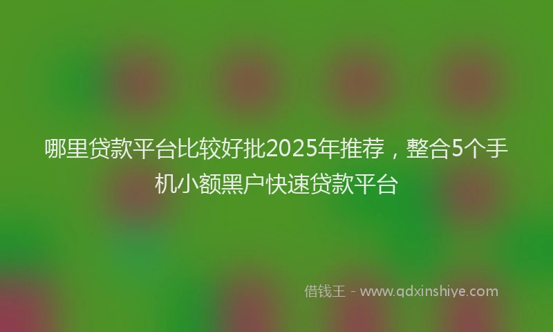 哪里贷款平台比较好批2025年推荐，整合5个手机小额黑户快速贷款平台