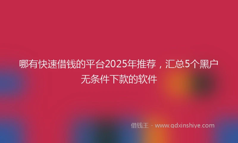 哪有快速借钱的平台2025年推荐，汇总5个黑户无条件下款的软件