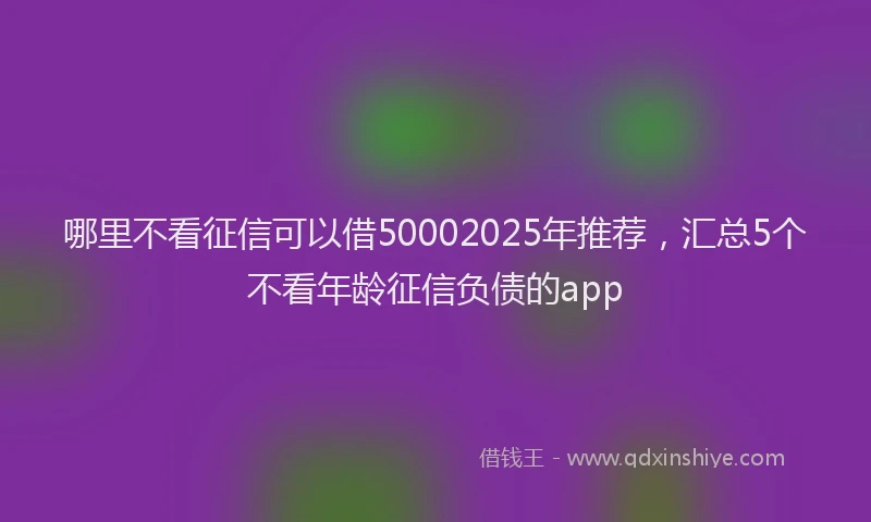 哪里不看征信可以借50002025年推荐，汇总5个不看年龄征信负债的app