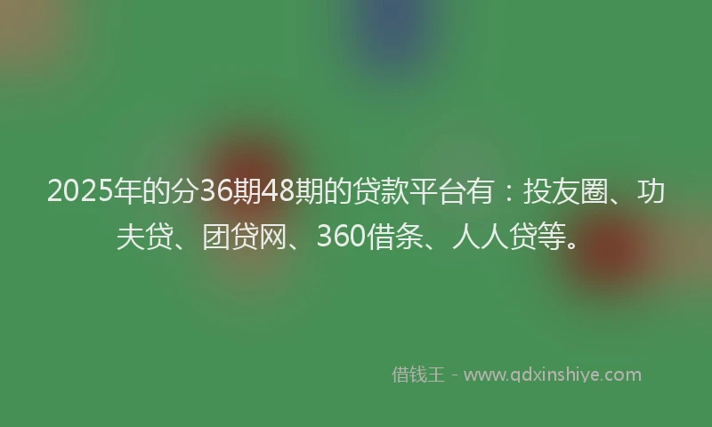 2025年的分36期48期的贷款平台有：投友圈、功夫贷、团贷网、360借条、人人贷等。