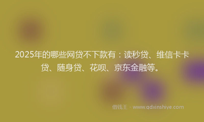 2025年的哪些网贷不下款有：读秒贷、维信卡卡贷、随身贷、花呗、京东金融等。