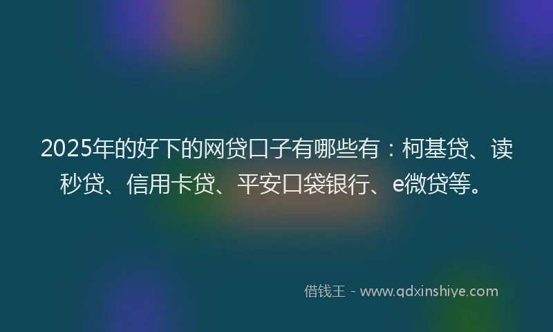 2025年的好下的网贷口子有哪些有：柯基贷、读秒贷、信用卡贷、平安口袋银行、e微贷等。