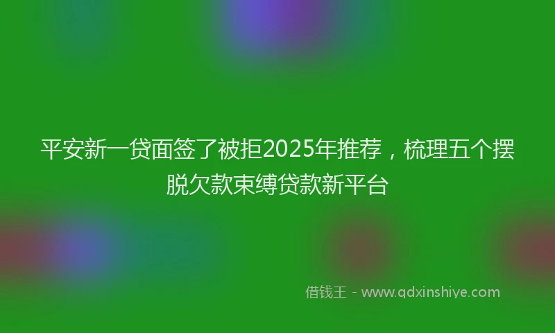 平安新一贷面签了被拒2025年推荐，梳理五个摆脱欠款束缚贷款新平台