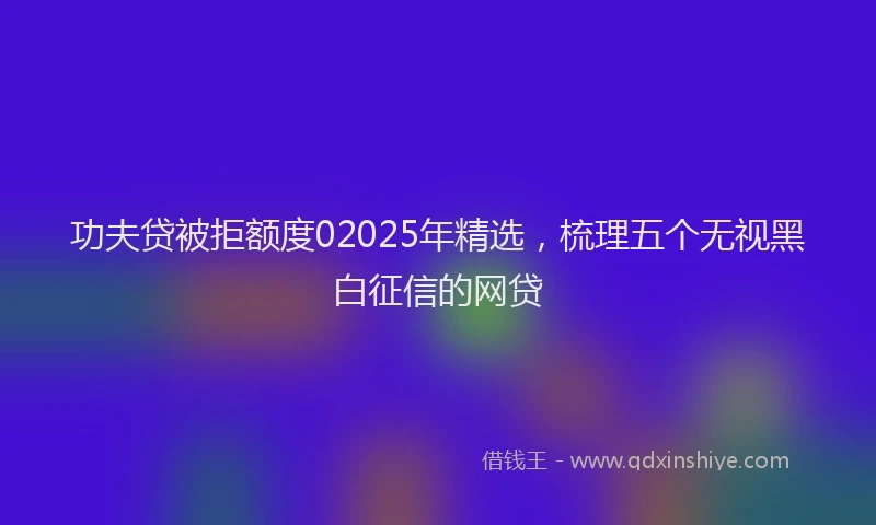 功夫贷被拒额度02025年精选，梳理五个无视黑白征信的网贷