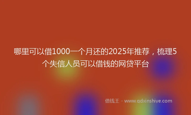 哪里可以借1000一个月还的2025年推荐，梳理5个失信人员可以借钱的网贷平台