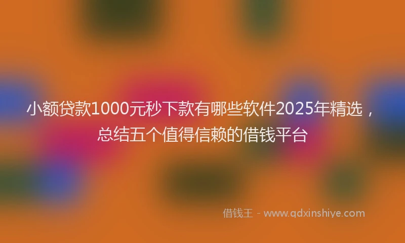 小额贷款1000元秒下款有哪些软件2025年精选，总结五个值得信赖的借钱平台