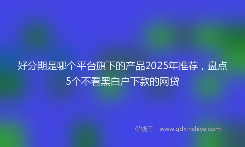 好分期是哪个平台旗下的产品2025年推荐，盘点5个不看黑白户下款的网贷
