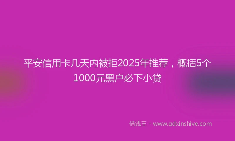 平安信用卡几天内被拒2025年推荐，概括5个1000元黑户必下小贷