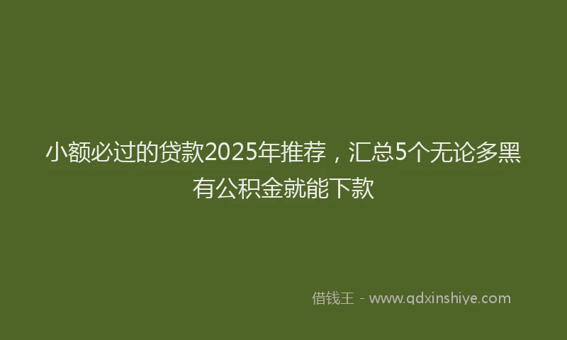 小额必过的贷款2025年推荐，汇总5个无论多黑有公积金就能下款