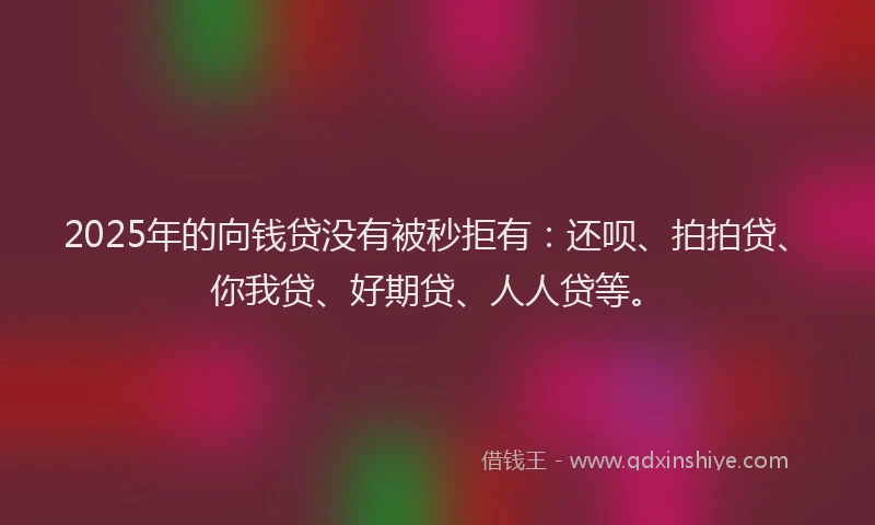 2025年的向钱贷没有被秒拒有：还呗、拍拍贷、你我贷、好期贷、人人贷等。