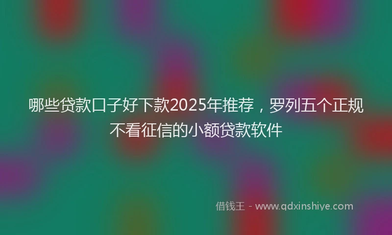 哪些贷款口子好下款2025年推荐，罗列五个正规不看征信的小额贷款软件