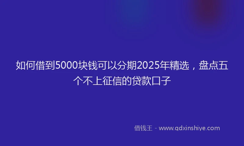 如何借到5000块钱可以分期2025年精选，盘点五个不上征信的贷款口子