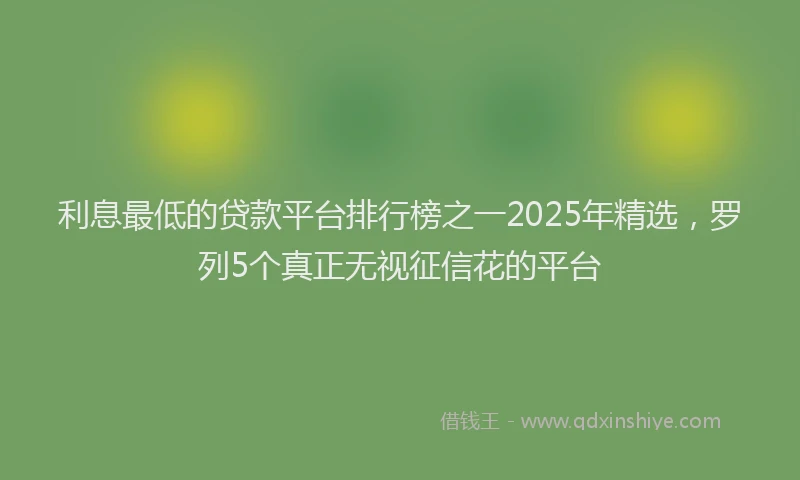 利息最低的贷款平台排行榜之一2025年精选，罗列5个真正无视征信花的平台