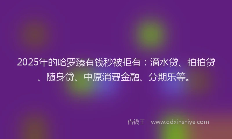 2025年的哈罗臻有钱秒被拒有:滴水贷、拍拍贷、随身贷、中原消费金融、分期乐等。