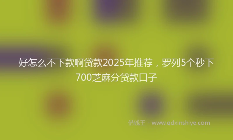 好怎么不下款啊贷款2025年推荐，罗列5个秒下700芝麻分贷款口子