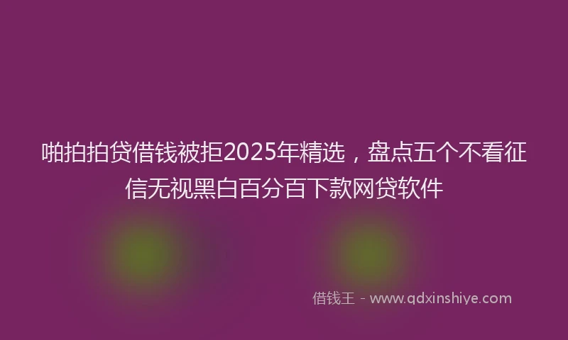 啪拍拍贷借钱被拒2025年精选，盘点五个不看征信无视黑白百分百下款网贷软件